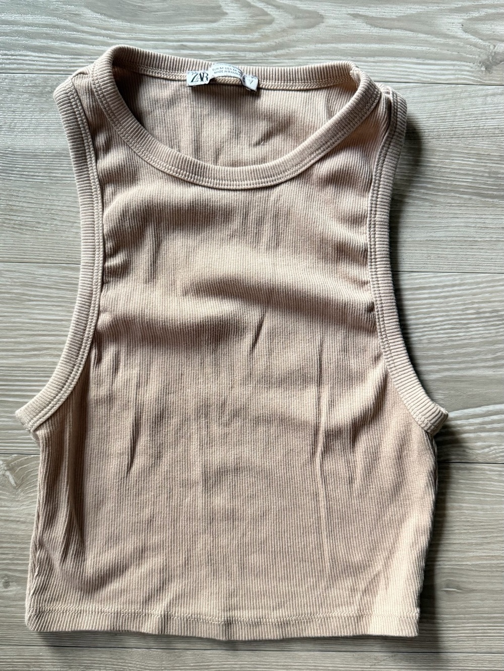 Zara Ribbed Tank Top in Light Beige